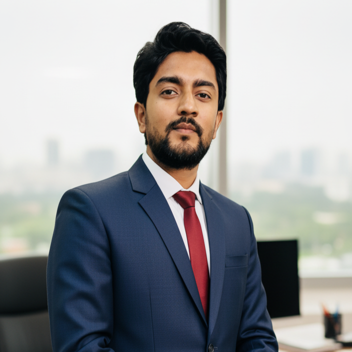 elegant founder portrait in black and white, luxury office setting, professional lighting