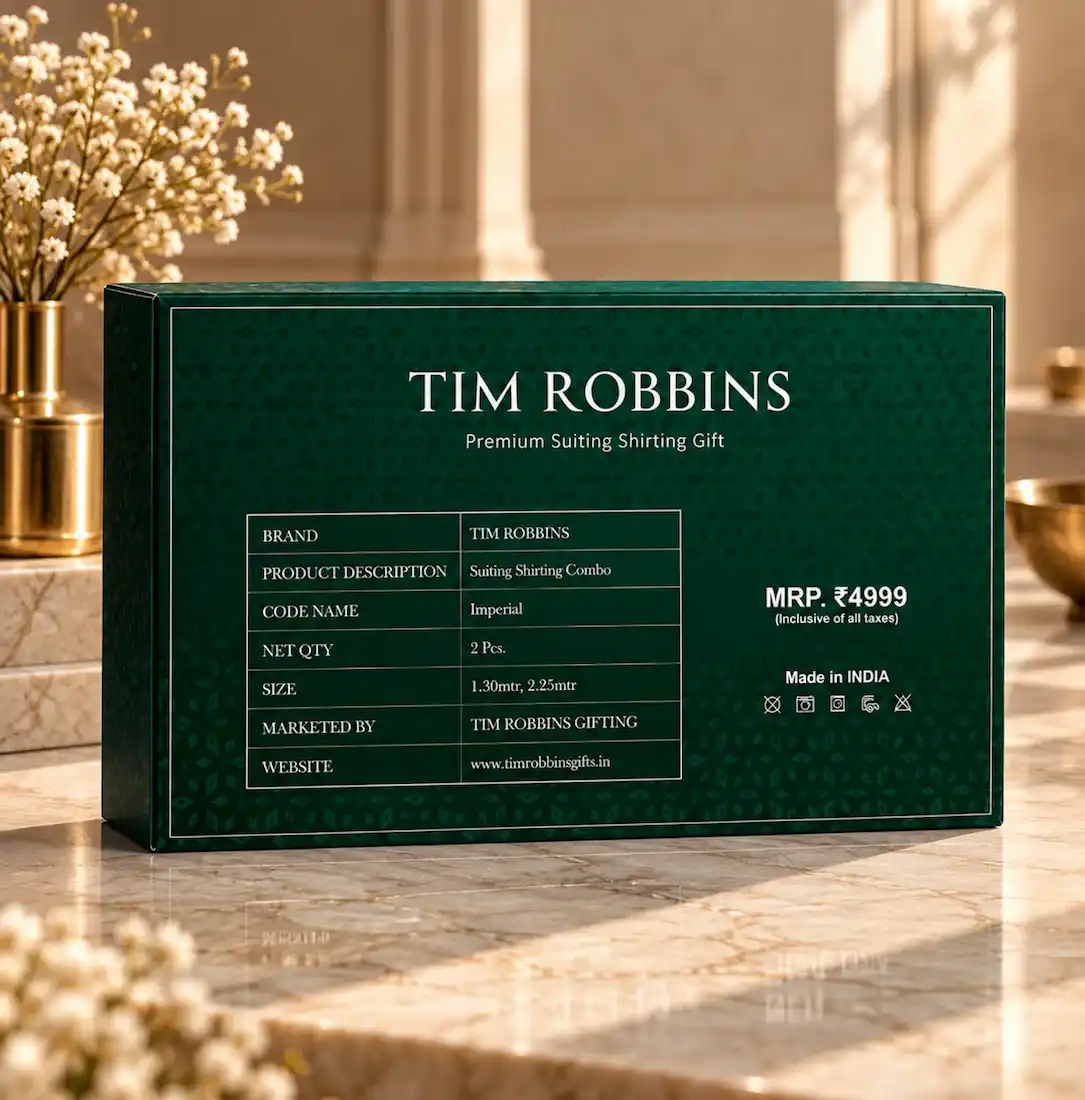 Tim Robbins Imperial edition textured emerald green suiting and shirting 2-piece combo gift box packaging