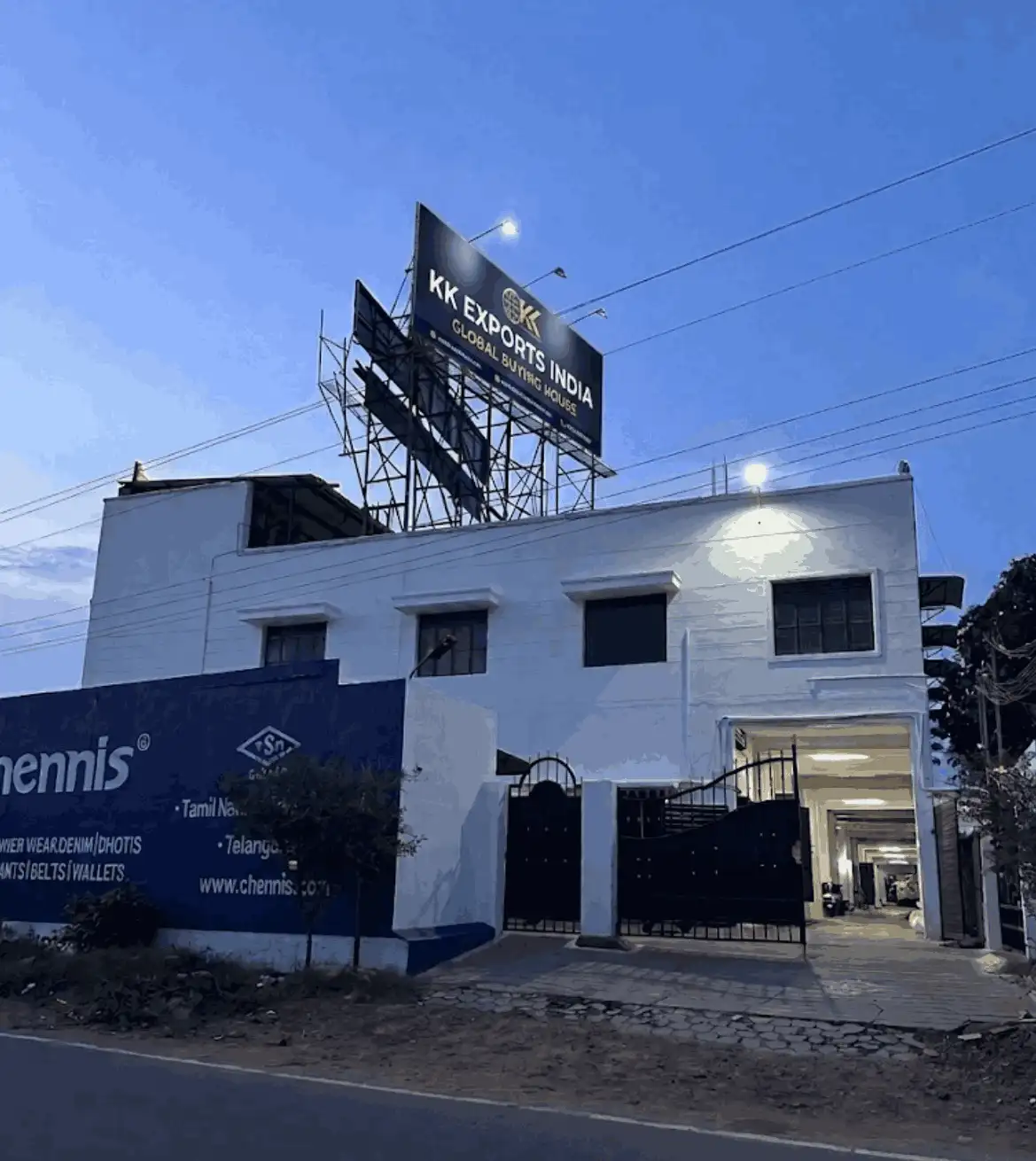 KK Exports India corporate buying house and export unit facility with billboard